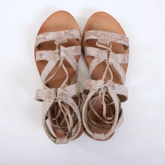 Free People Gladiator Snake Print Open Toe Sandals