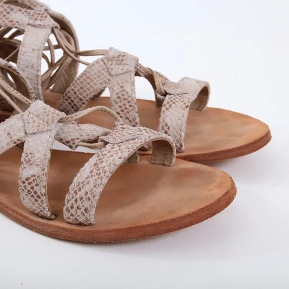 Free People Gladiator Snake Print Open Toe Sandals