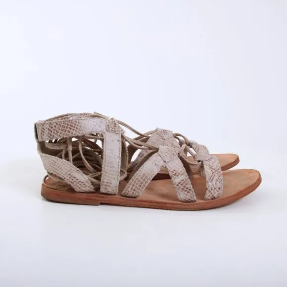 Free People Gladiator Snake Print Open Toe Sandals