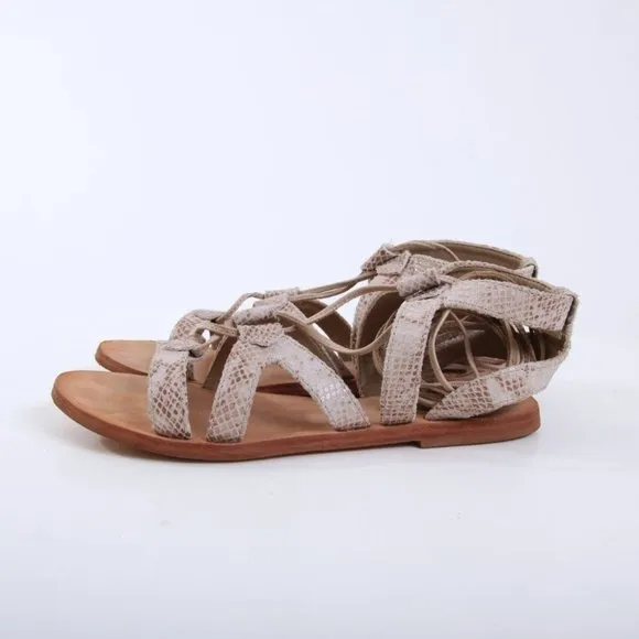 Free People Gladiator Snake Print Open Toe Sandals