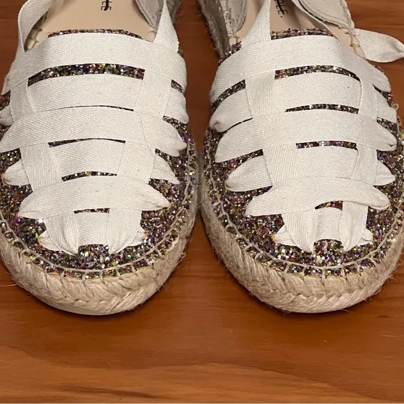 Free People Heat Wave Wrap Cream/Multi Glitter Flats Size 6.5 NIB