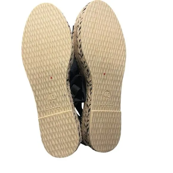 Free People Island Time Wrap Espadrilles Black Tan Crochet Size 40 / 9.5 US NEW