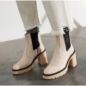 Free People James Chunky Heel Chelsea Boot White