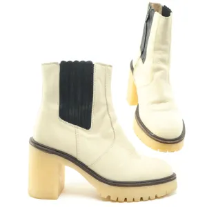 Free People James Chunky Heel Chelsea Leather Boots Women EU 38 White/Black