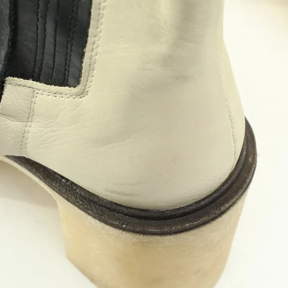 Free People James Chunky Heel Chelsea Leather Boots Women EU 38 White/Black