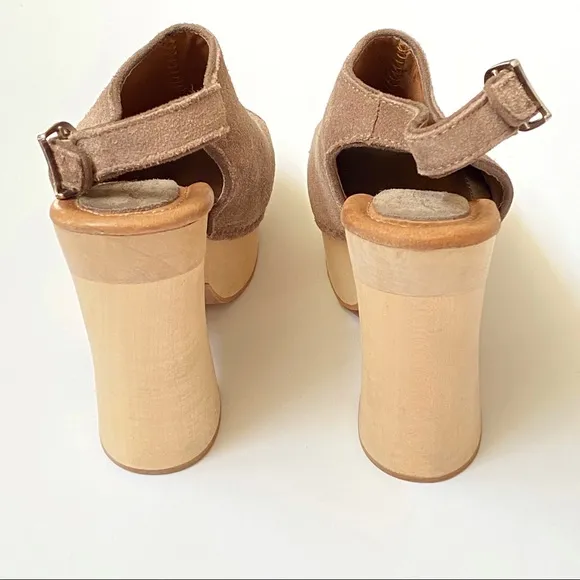 Free People Jeffrey Campbell sweet Jane taupe tan suede wood platform clog heels