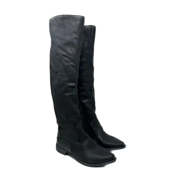 Free People Leather Brenna Black Over The Knee Boots
