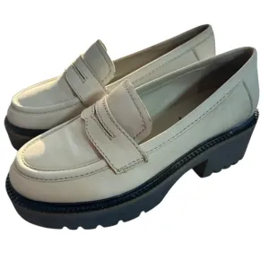 Free People Leather Chunky Decker Lug Sole Cream Penny Loafers