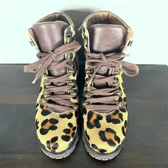 FREE PEOPLE LEOPARD CALF HAIR COMBAT BOOTS WOMEN'S SIZE 37