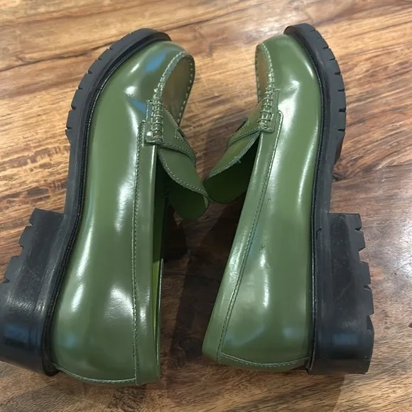 FREE PEOPLE Liv Penny Loafers in Green Apple 38.5
