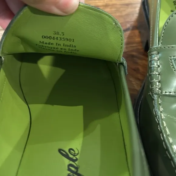 FREE PEOPLE Liv Penny Loafers in Green Apple 38.5