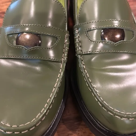 FREE PEOPLE Liv Penny Loafers in Green Apple 38.5