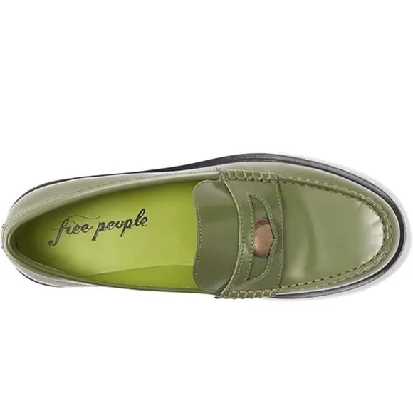 FREE PEOPLE Liv Penny Loafers in Green Apple 38.5