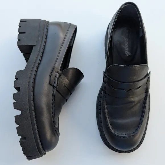 FREE PEOPLE Lyra Lug Sole Womens Platform Loafers Size 38