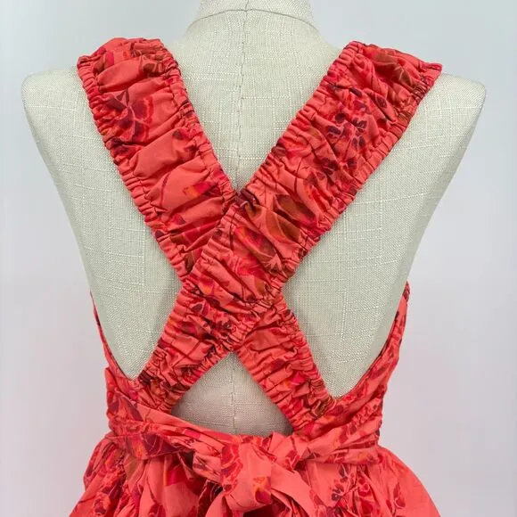 Free People Matilde Mini Dress Coral Combo, Sz Small, Romantic Boho Flirty Fun