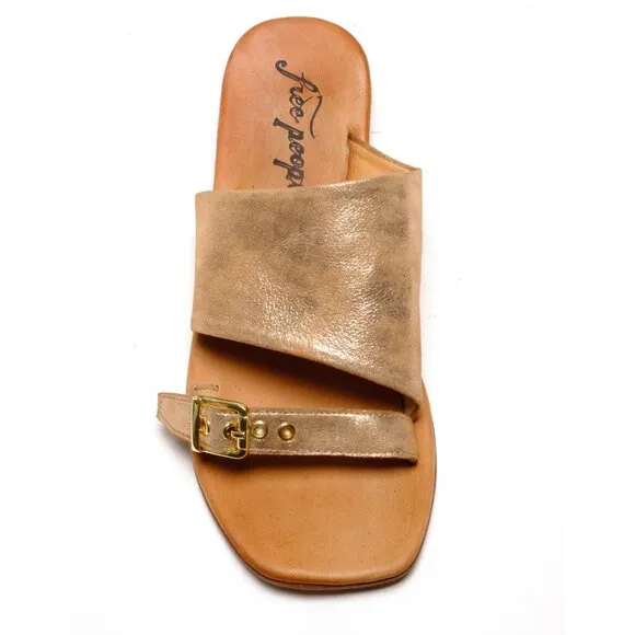 FREE PEOPLE Mila Minimal Flat Sandals / Rose Gold