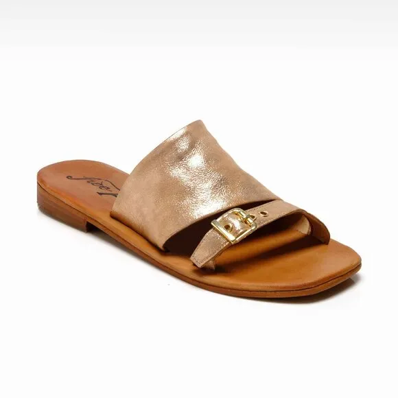FREE PEOPLE Mila Minimal Flat Sandals / Rose Gold