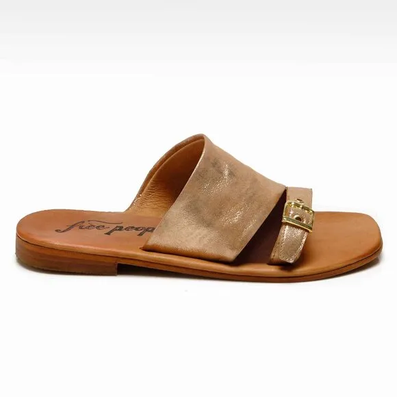 FREE PEOPLE Mila Minimal Flat Sandals / Rose Gold