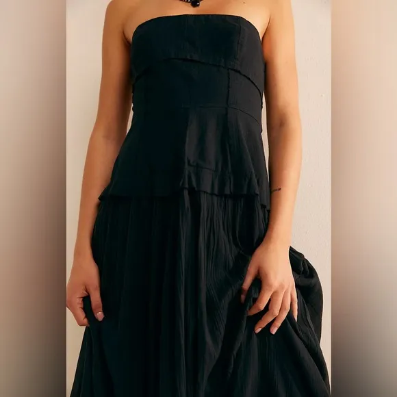 Free People Milan Midi Dress in Black