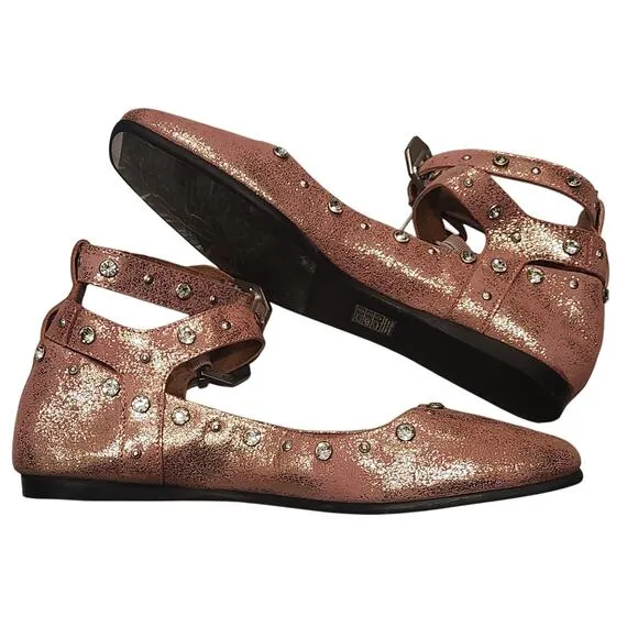 Free People Mystic Diamante frost pink studded flats size 9.5