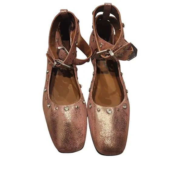 Free People Mystic Diamante frost pink studded flats size 9.5