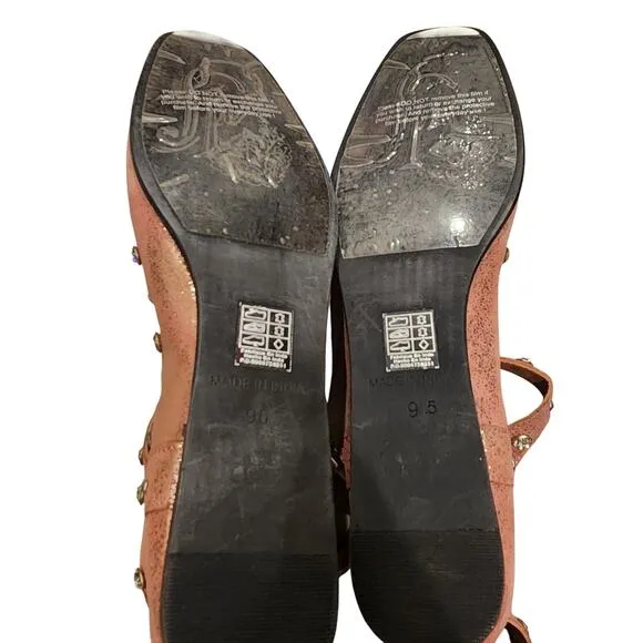Free People Mystic Diamante frost pink studded flats size 9.5