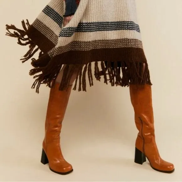 Free People Naomi Tall Leather Block Heel Boots size 10