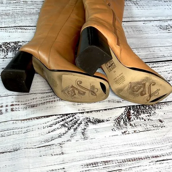 Free People Naomi Tall Leather Block Heel Boots size 10