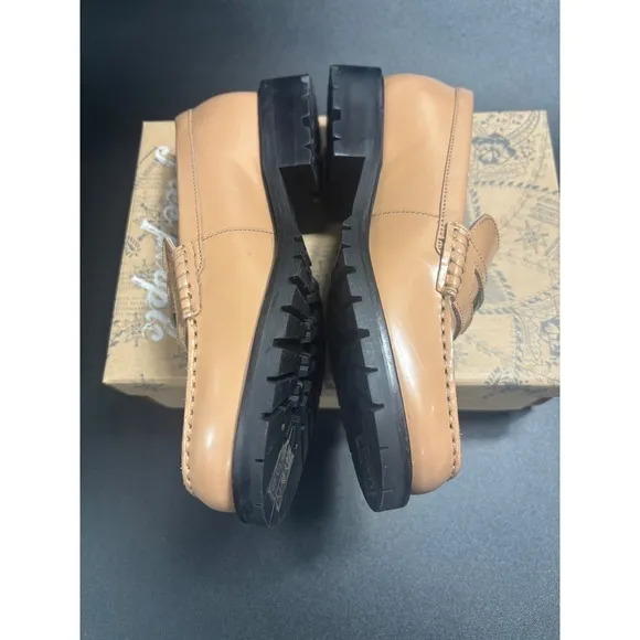 Free People New Liv Leather Penny Loafers Camel Size EU37/US7