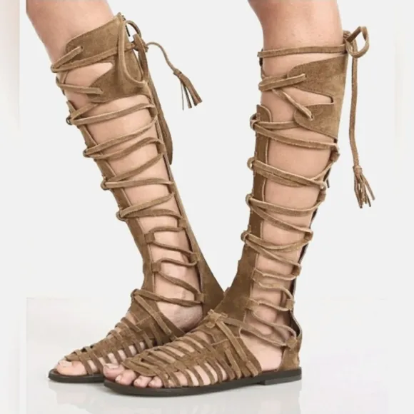 Free People Sandals Sun Seeker Tall Sandal Honey Whiskey 7
