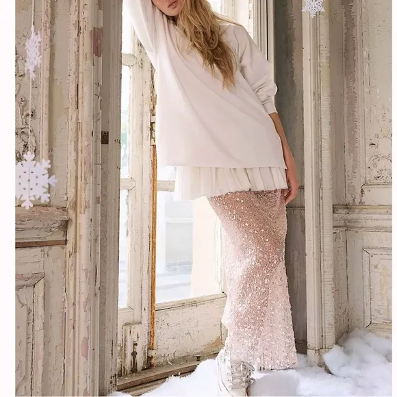 Free People sequin see thru sparkly skirt NEW