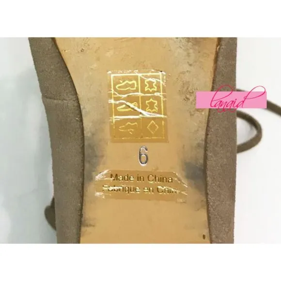 Free People Shay Lace-Up Flats Taupe Suede Leather Corset Strappy Distressed 6