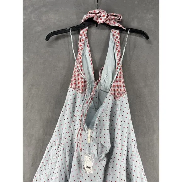Free People Stelladonna Midi Dress Size Medium Polka Dot Halter Dress Midi