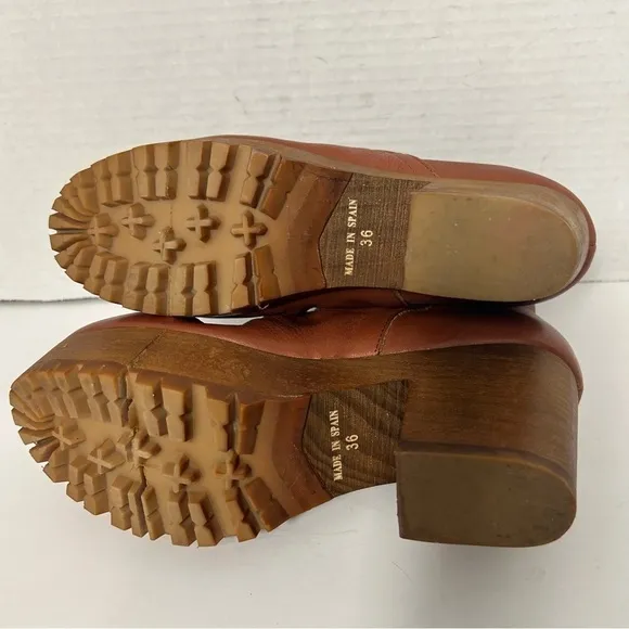 Free People SURI Clog Boots Buckle Leather Lug Sole Chunky Boho Y2K 5.5 US 36 EU