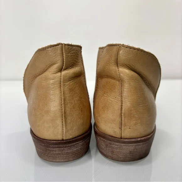 Free People Tan Leather Mont Blanc Open Toe Side Cutouts Sandals Size 38