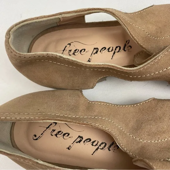 Free People Tan Suede Open Toe Strap Sandals 37 US 7