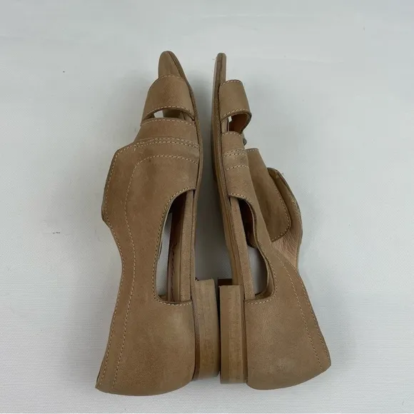 Free People Tan Suede Open Toe Strap Sandals 37 US 7