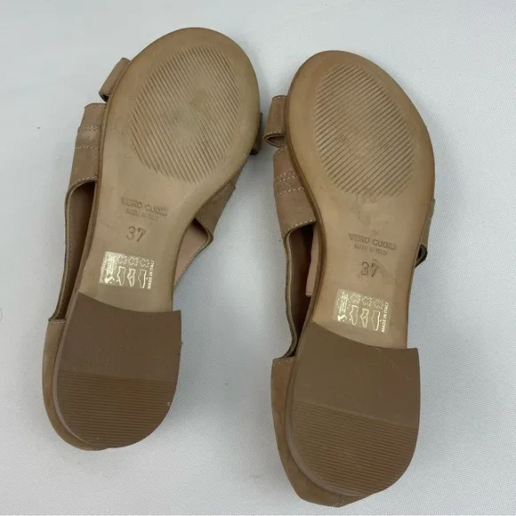 Free People Tan Suede Open Toe Strap Sandals 37 US 7