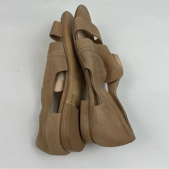 Free People Tan Suede Open Toe Strap Sandals 37 US 7