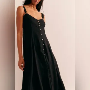 Free People What A Breeze Midi Black Dress Size Medium NWOT