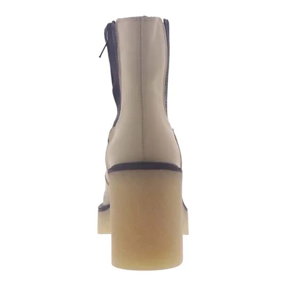 Free People Women's James Leather Chunky Lug Sole Chelsea Boots White Size 9 1/2