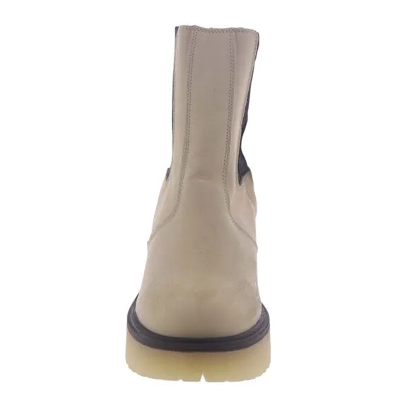 Free People Women's James Leather Chunky Lug Sole Chelsea Boots White Size 9 1/2