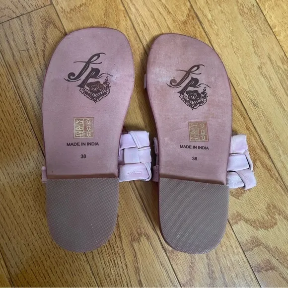 Free People Woven River Leather Slip-On Sandals Pink Super Soft Sz 8/EU 38