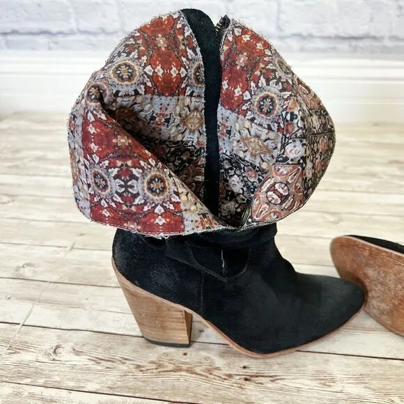 Freebird by Steven Riot Black Suede Mid-Calf Heeled boots Size 6