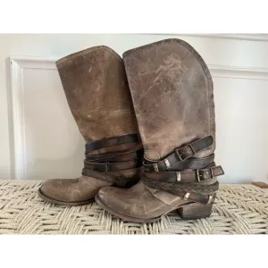 Freebird by Steven Women's Brown Leather Mid-Calf Boots Size 6