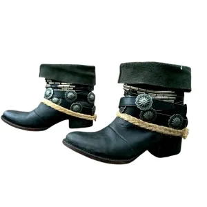 FREEBIRD BY STEVEN Yerba Strappy Chain Short Leather Ankle Bootie Boots 7