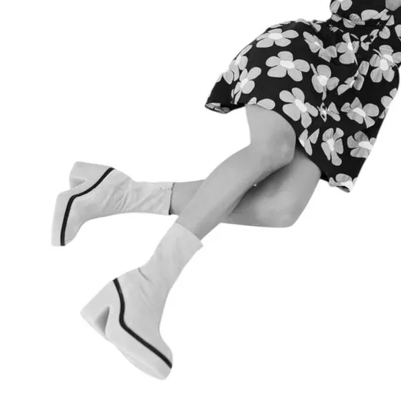 Free People Gigi Ankle Bootie 7 / 37.5 Black Suede Leather Square Toe Platform