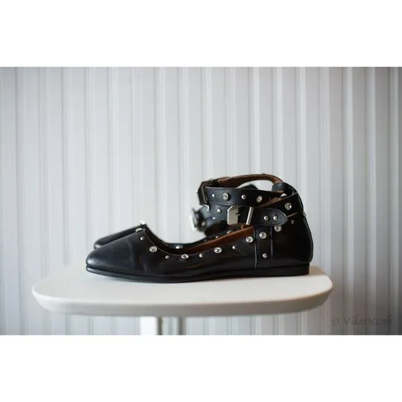 Free People Mystic Diamante Flats 8 Black NEW