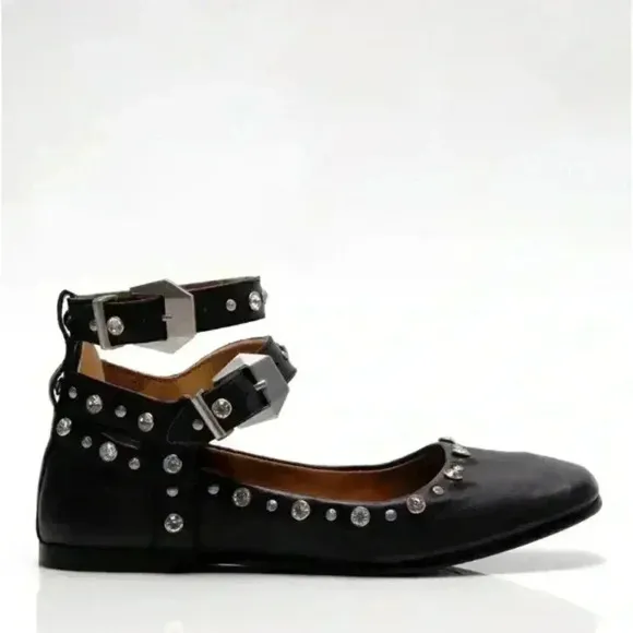 Free People Mystic Diamante Flats Black NEW