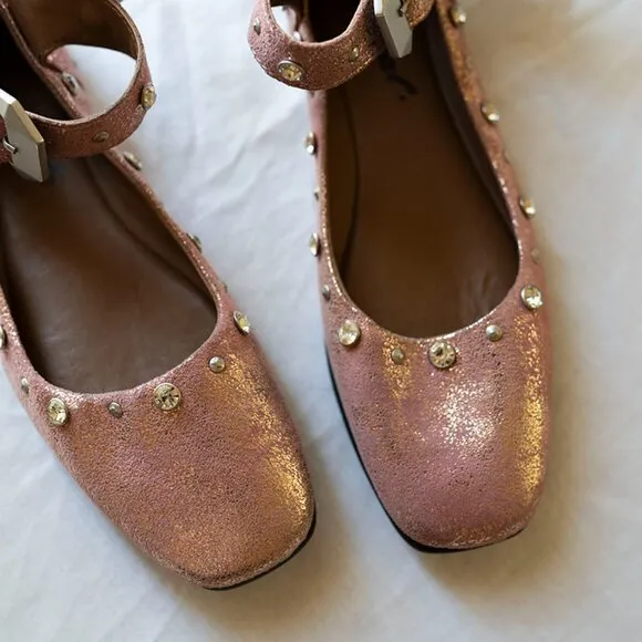 Free People Mystic Diamante Flats sz 7 Frost Pink NEW Shoes NWOB $148 In Stores
